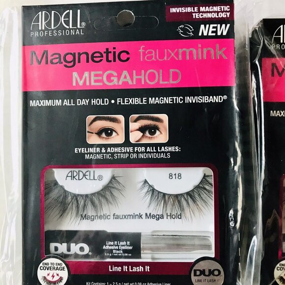 (7 X) Ardell Magnetic fauxmink False Lashes, All Day Hold & Reusable #818 - Picture 2 of 4